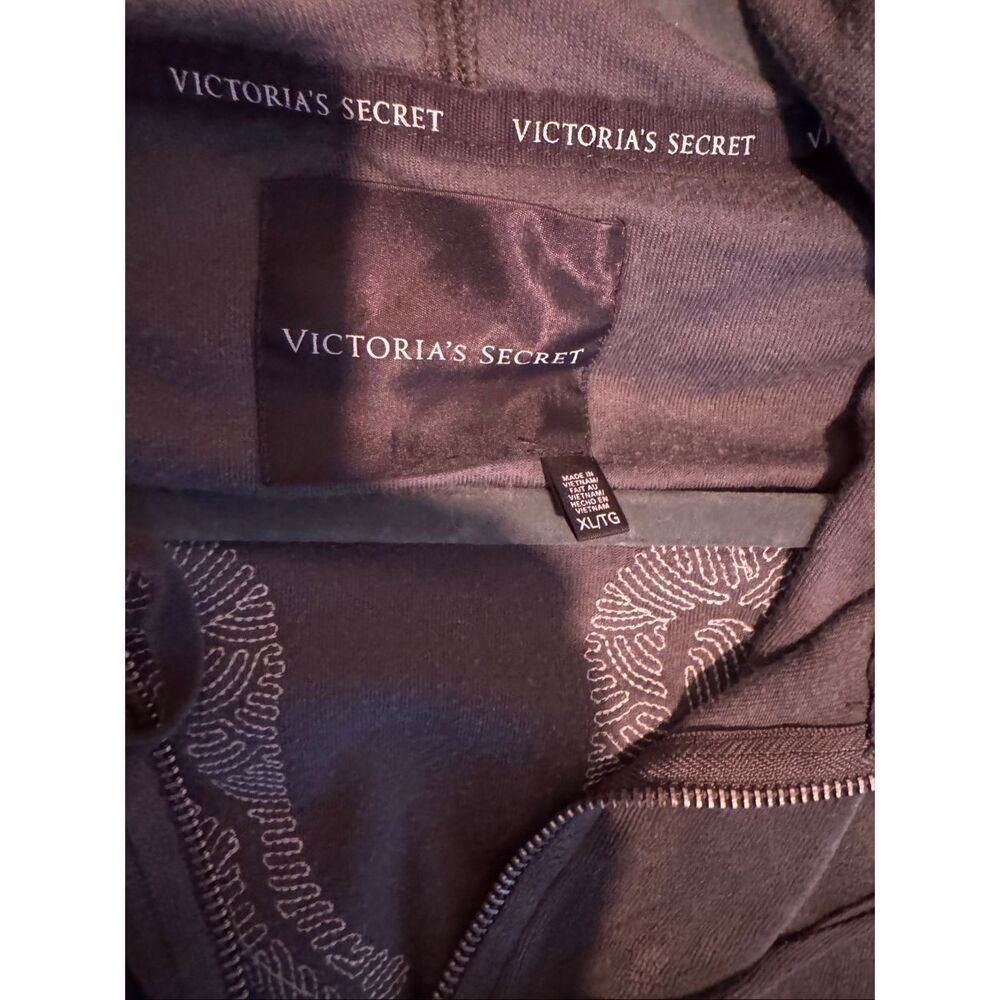 Victoria’s Secret Women’s Y2K Sequin Angel Wings Zip Up Hoodie Gray Velour Xl - Picture 5 of 6